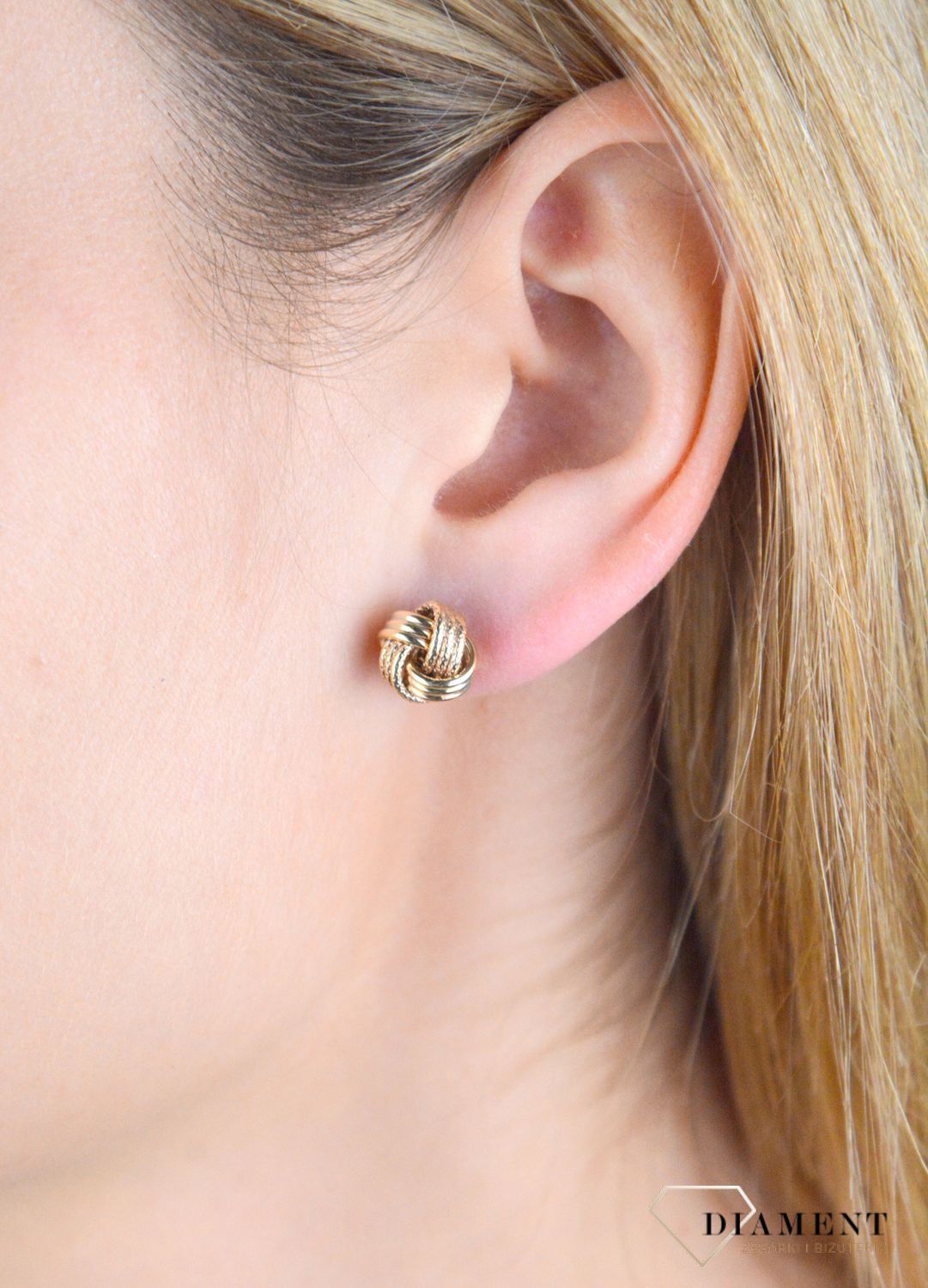 Złote kolczyki damskie 375 plecionka wkrętki KL 4600 375.jpg